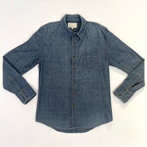 Rag & Bone Men’s Blue Selvedge Chambray Shirt Tailored Workwear Made in USA